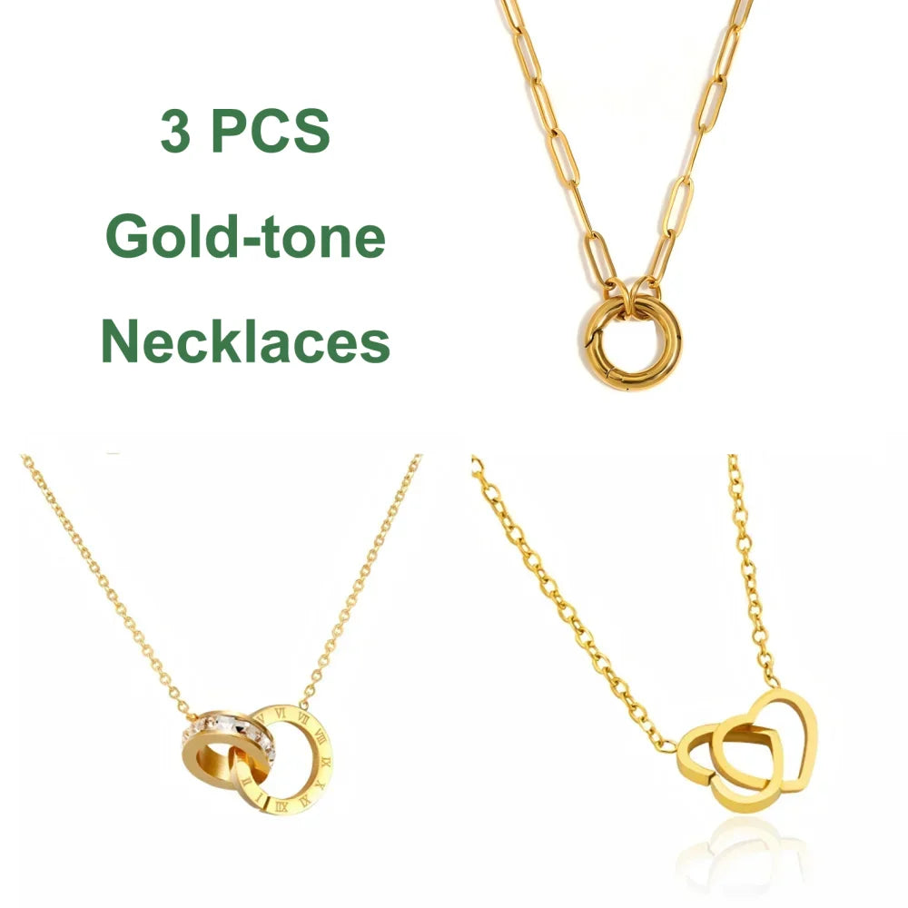Minimalist Double Hearts 316L Stainless Steel Pendant Necklace Charm Chains Jewelry for Women Romantic Valentine's Gift