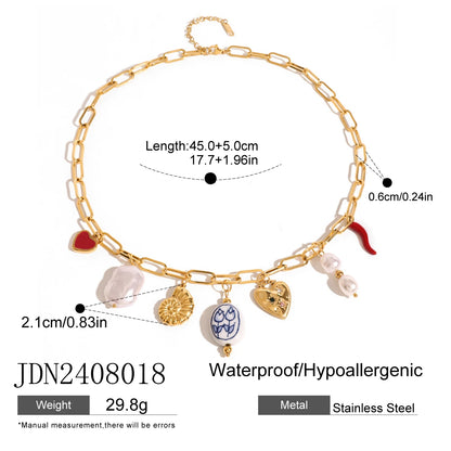 Uworld Creative 316l Stainless Steel Oil Drop Heart Charms Pendant Necklace Personalized Jewelry Attractive Women Accessory