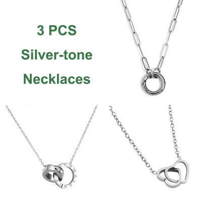 Minimalist Double Hearts 316L Stainless Steel Pendant Necklace Charm Chains Jewelry for Women Romantic Valentine's Gift