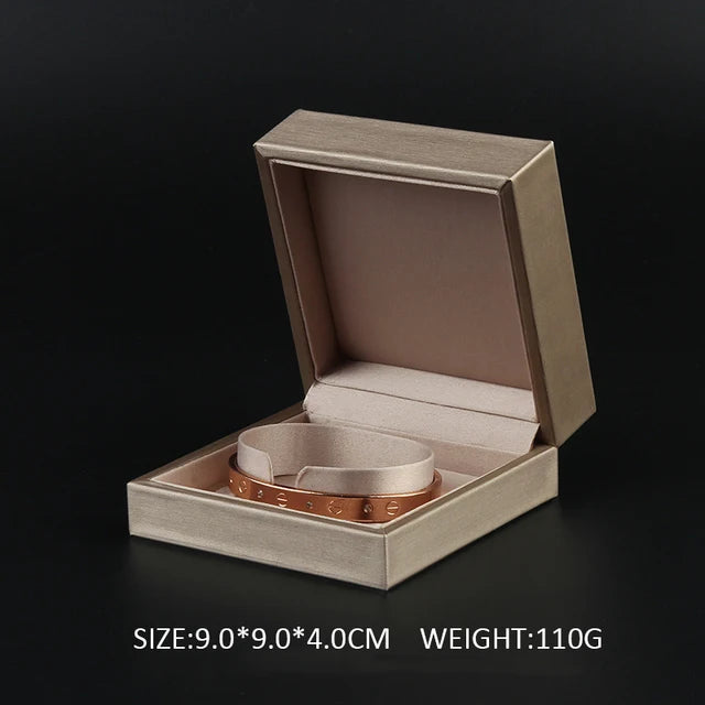 New Satin cloth jewelry box Gold  PU Leather Ring Box  Bracelet Necklace Box Pendant Gift Box For Jewelry Wedding Gift Box