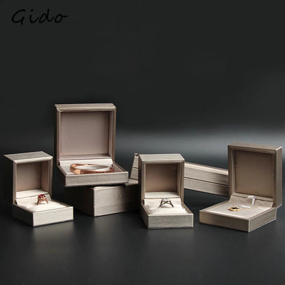 New Satin cloth jewelry box Gold  PU Leather Ring Box  Bracelet Necklace Box Pendant Gift Box For Jewelry Wedding Gift Box