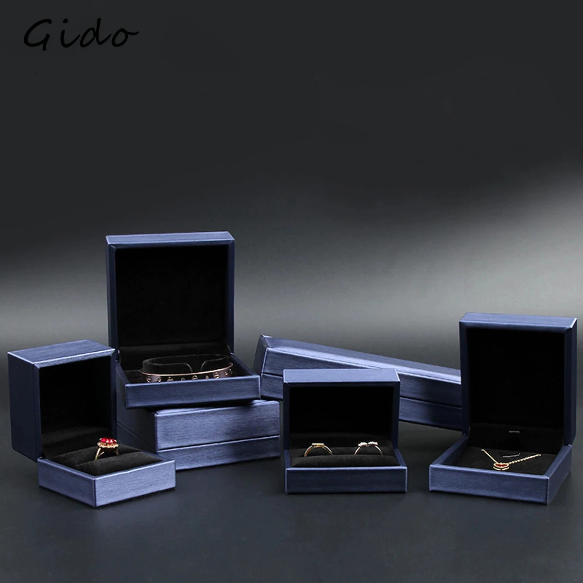 New Satin cloth jewelry box Gold  PU Leather Ring Box  Bracelet Necklace Box Pendant Gift Box For Jewelry Wedding Gift Box