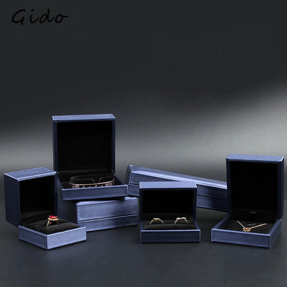 New Satin cloth jewelry box Gold  PU Leather Ring Box  Bracelet Necklace Box Pendant Gift Box For Jewelry Wedding Gift Box