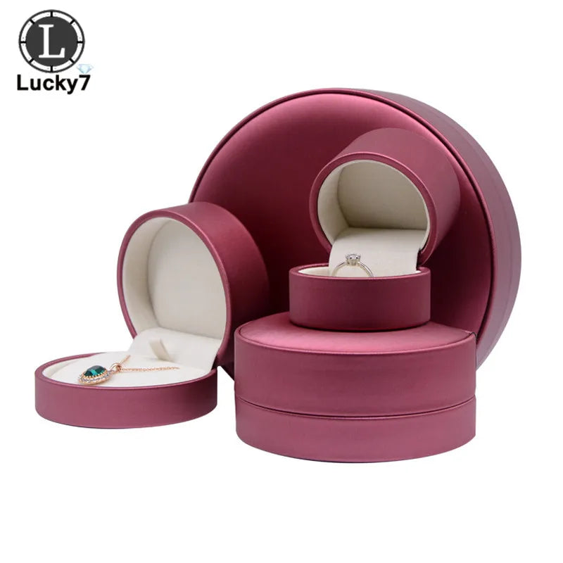 Semicircular Jewelry Box Ring Pendant Box Brushed PU Leather Bracelet Necklace Box For Ring Display Jewelry Case Ring Holder