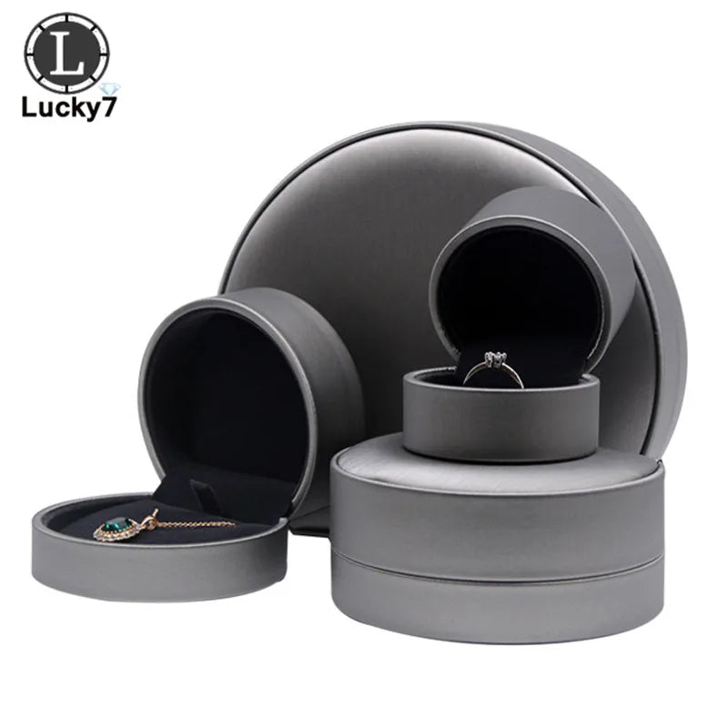 Semicircular Jewelry Box Ring Pendant Box Brushed PU Leather Bracelet Necklace Box For Ring Display Jewelry Case Ring Holder