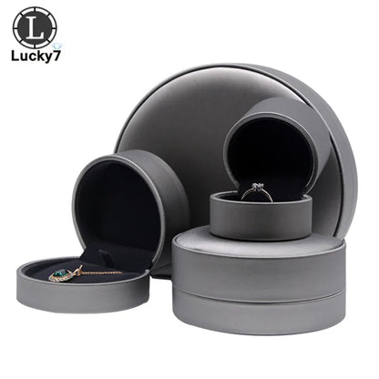 Semicircular Jewelry Box Ring Pendant Box Brushed PU Leather Bracelet Necklace Box For Ring Display Jewelry Case Ring Holder