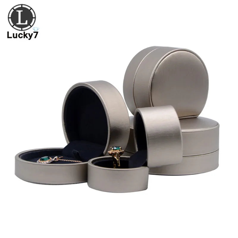 Semicircular Jewelry Box Ring Pendant Box Brushed PU Leather Bracelet Necklace Box For Ring Display Jewelry Case Ring Holder