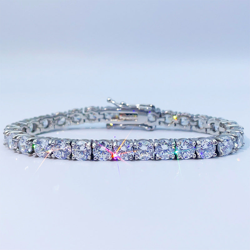 316L Stainless Steel + 5A Zircon 3/4/5/6/10mm Tennis Chain Single-Sided Clasp High-Value Hip-Hop Bracelet