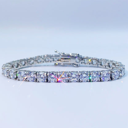 316L Stainless Steel + 5A Zircon 3/4/5/6/10mm Tennis Chain Single-Sided Clasp High-Value Hip-Hop Bracelet