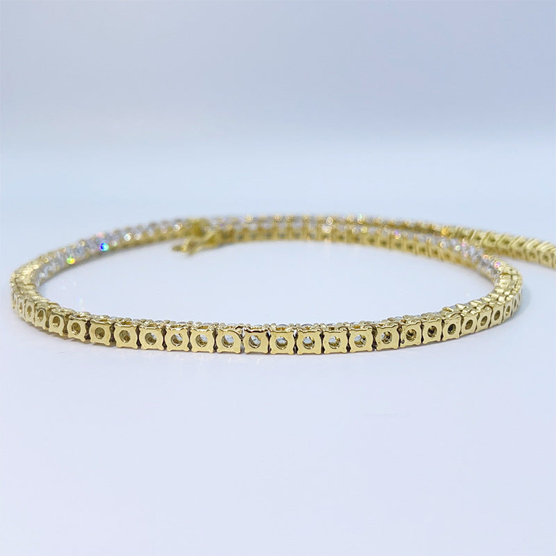 316L Stainless Steel + 5A Zircon 3/4/5/6/10mm Tennis Chain Single-Sided Clasp High-Value Hip-Hop Bracelet