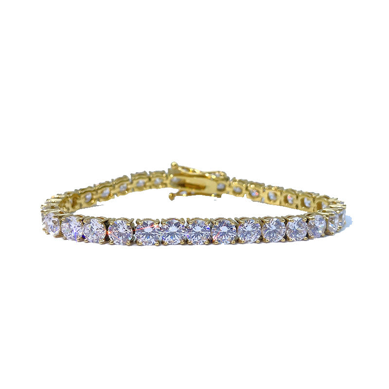 316L Stainless Steel + 5A Zircon 3/4/5/6/10mm Tennis Chain Single-Sided Clasp High-Value Hip-Hop Bracelet