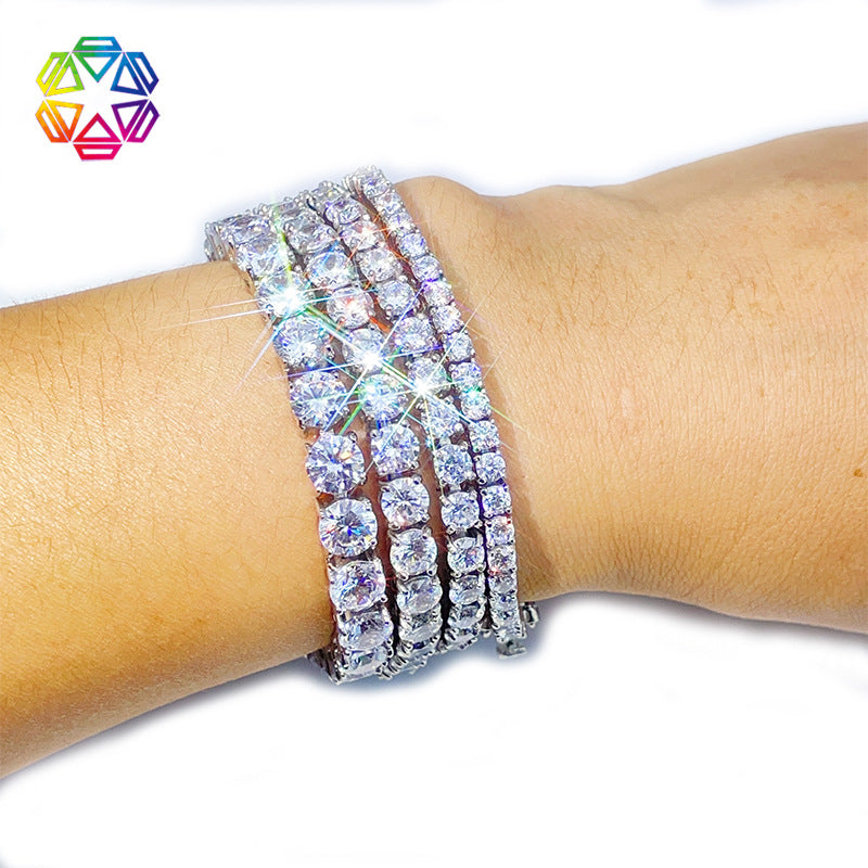 316L Stainless Steel + 5A Zircon 3/4/5/6/10mm Tennis Chain Single-Sided Clasp High-Value Hip-Hop Bracelet