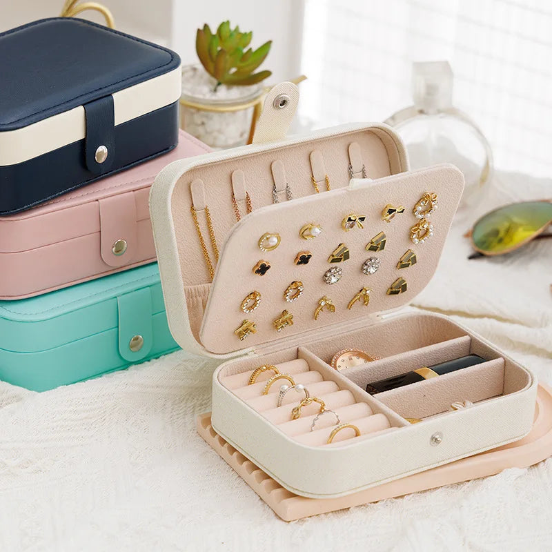 Fabric Jewelry Box Portable Travel Storage Case Multi‑Compartment Holder For Rings Earrings Necklaces Home Travel Organizer