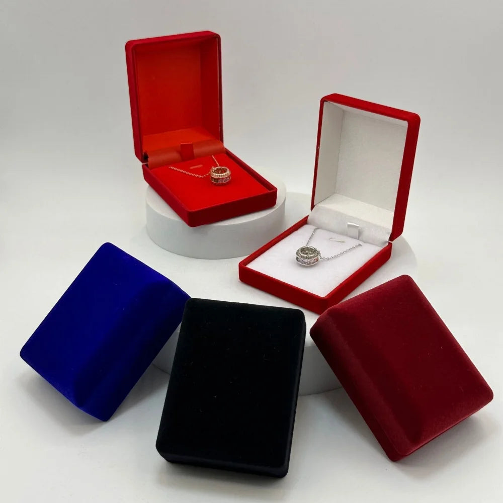 Velvet Necklace Box Plush Necklace Holder Box Square Jewelry Box  Jewellery Packaging Case For Dressing Table Gift Giving