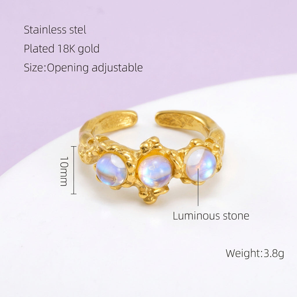 Rings Dainty Irregular Crystal Adjustable
