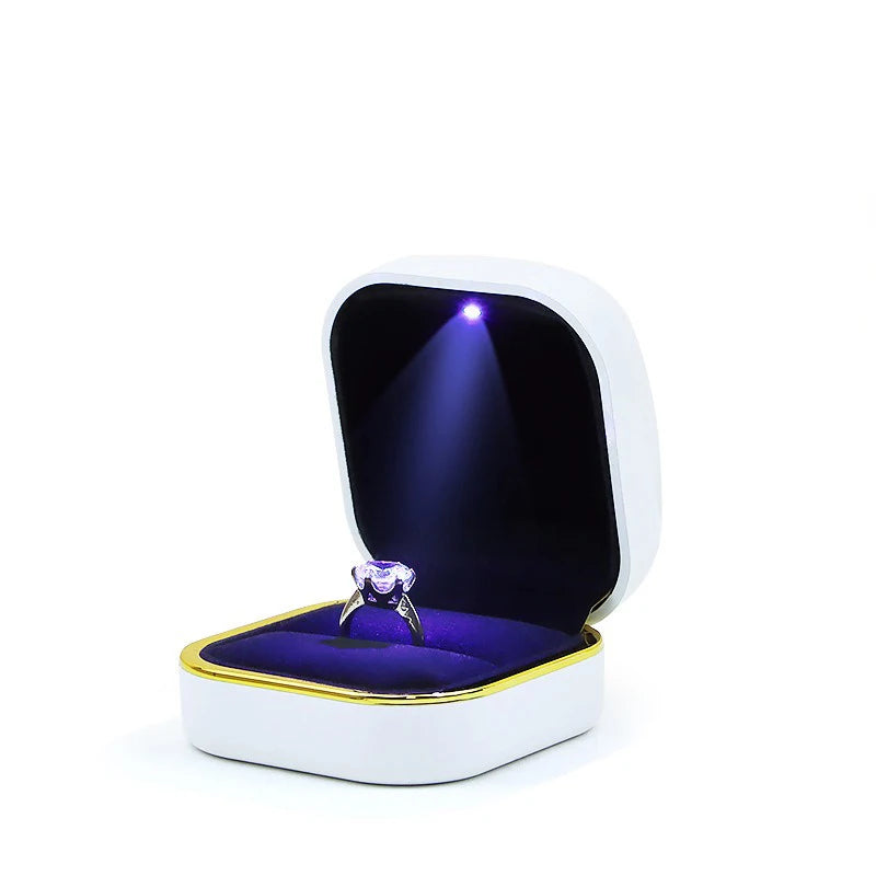 Matte Jewelry Box With LED Light Ring Box Pendant Necklace Jewelry Box High-end Creative Jewelry Packaging Box