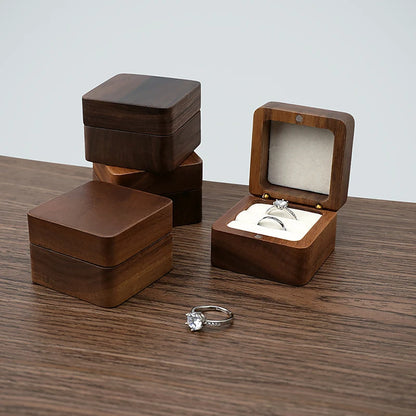 (.) Wood Jewelry Box Wedding Ring Box Earring Rings Organizer Box Gift Package Case