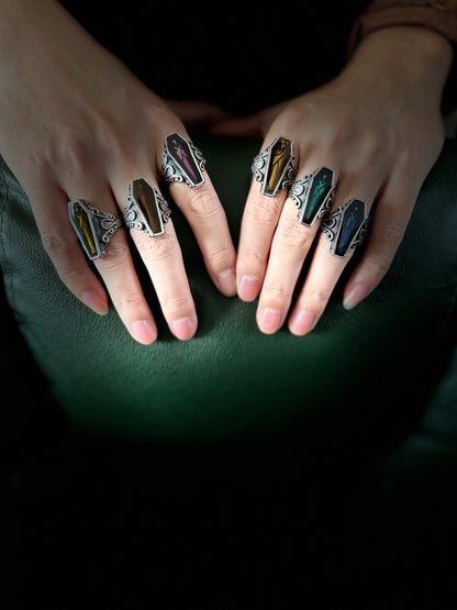 3 Color Coffin Mummy Ring 316L Stainless Steel Jewelry Punk Biker Style Ring Size 7-13 Personal Design