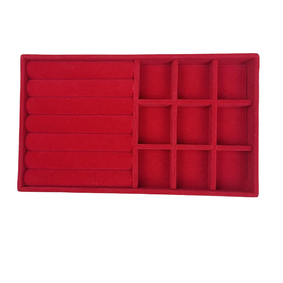 1PC, Flocking Jewelry Box Jewelry Tray, Color: Red