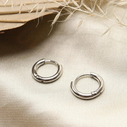 Mariasz Minimalist 2.5mm 316L Stainless Steel Dainty Daily Classic Hoop Earrings for Women Men Push PVD Gold Color Jewelry Set