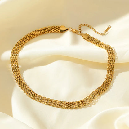 GANPUP 316l Stainless Steel Metal Pearls Chain Choker Necklace For Women Fashion Texture Waterproof Jewelry Neck Chain Gift