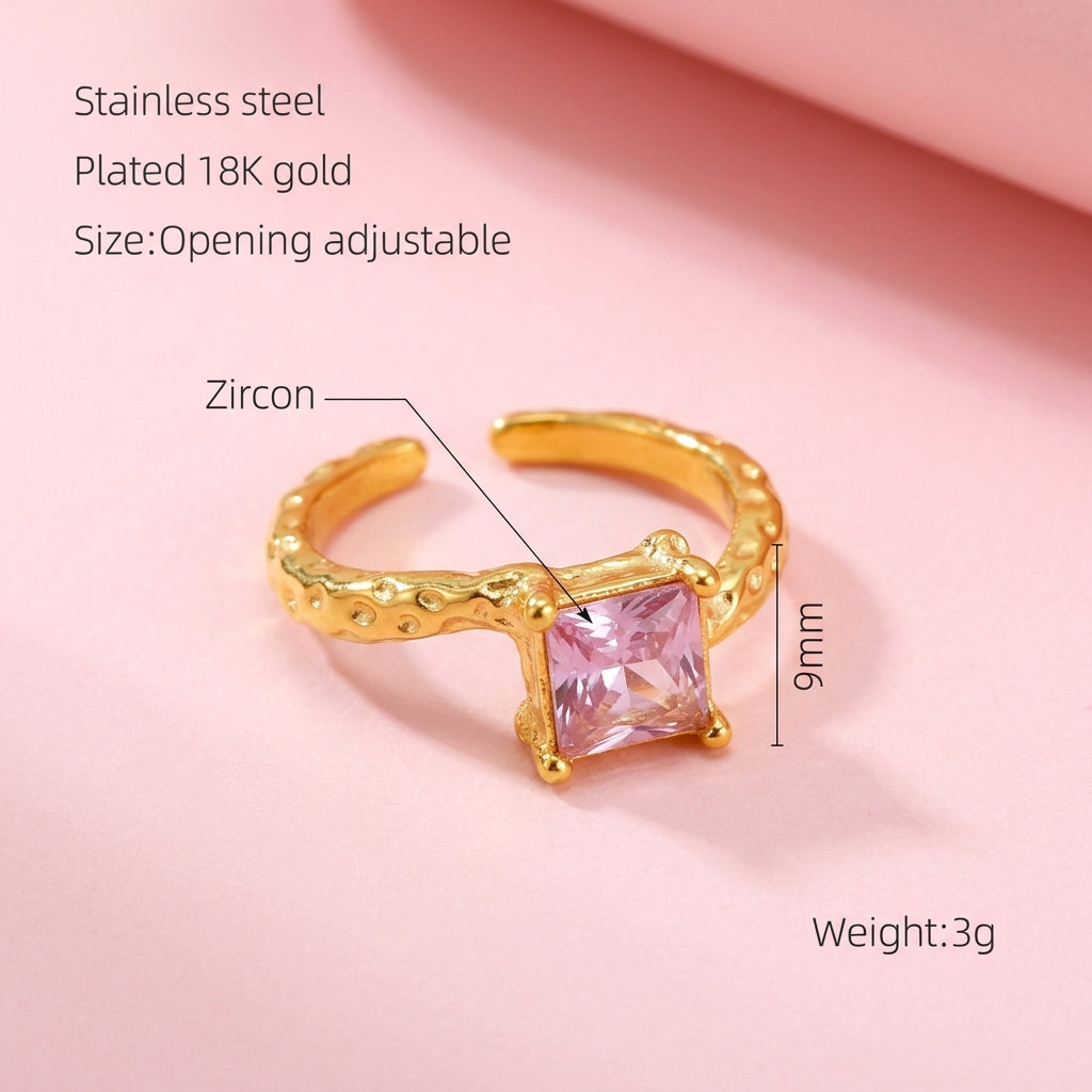 Rings Dainty Irregular Crystal Adjustable