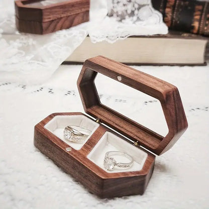 1PC Vintage Wooden Jewelry Box with Transparent Lid for Rings Earrings Necklaces and More
