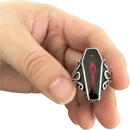 3 Color Coffin Mummy Ring 316L Stainless Steel Jewelry Punk Biker Style Ring Size 7-13 Personal Design