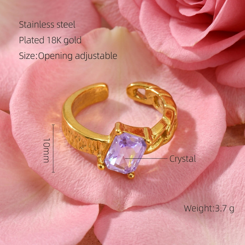 Rings Dainty Irregular Crystal Adjustable