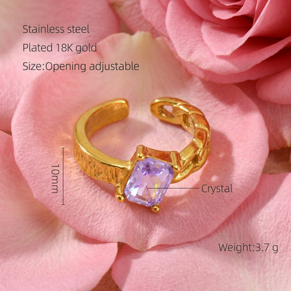 Rings Dainty Irregular Crystal Adjustable