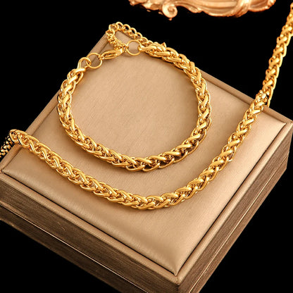 EILIECK 316L Stainless Steel Minimalist Metal Chain Necklace Bracelet Set Statement Jewelry Fashion New Bijoux Gift Waterproof