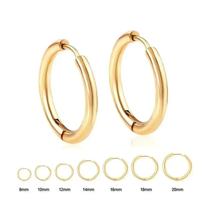 Mariasz Minimalist 2.5mm 316L Stainless Steel Dainty Daily Classic Hoop Earrings for Women Men Push PVD Gold Color Jewelry Set