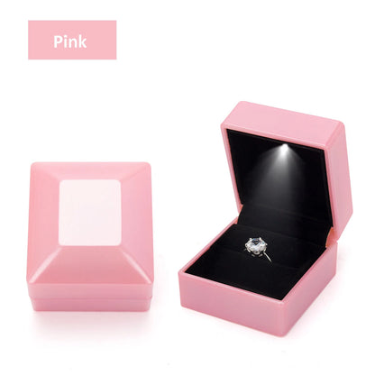 Matte Jewelry Box With LED Light Ring Box Pendant Necklace Jewelry Box High-end Creative Jewelry Packaging Box