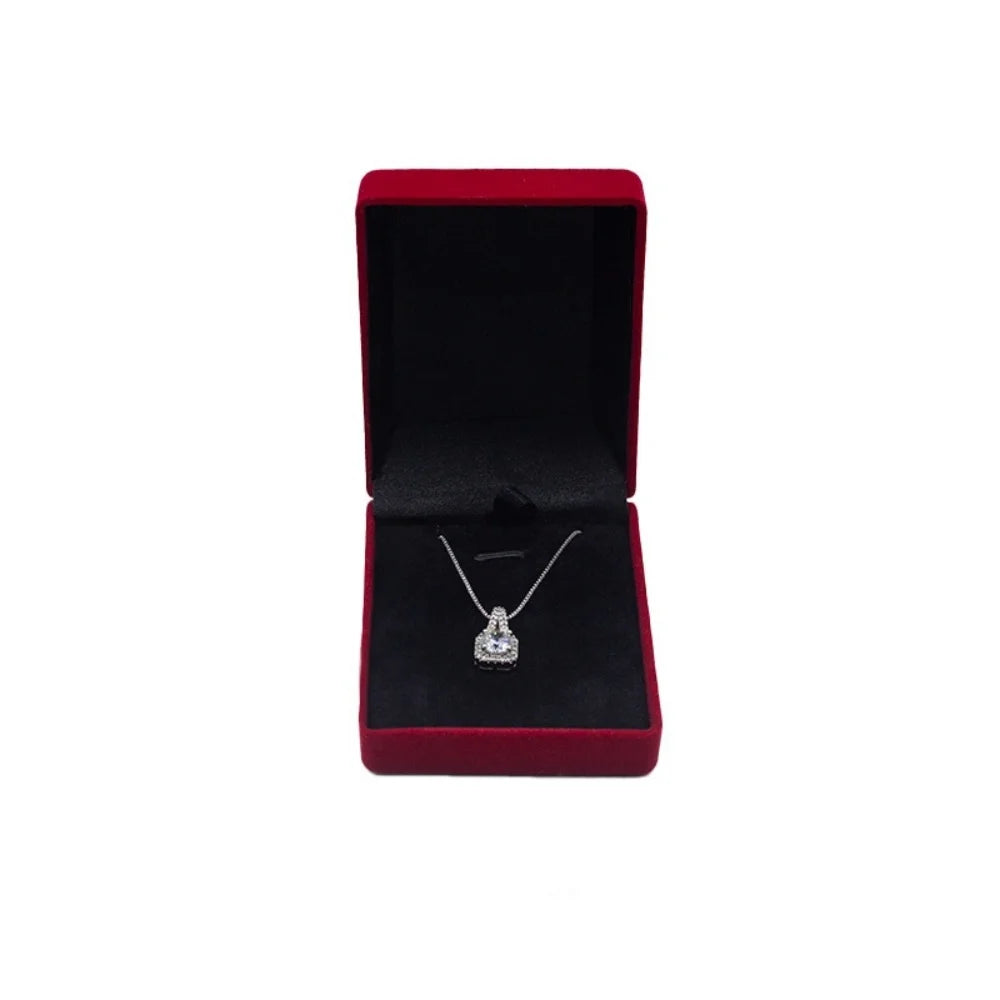 Velvet Necklace Box Plush Necklace Holder Box Square Jewelry Box  Jewellery Packaging Case For Dressing Table Gift Giving