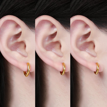 Mariasz Minimalist 2.5mm 316L Stainless Steel Dainty Daily Classic Hoop Earrings for Women Men Push PVD Gold Color Jewelry Set