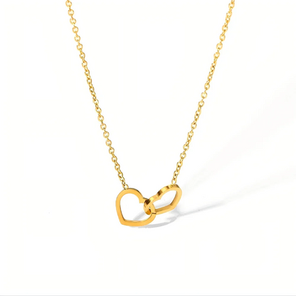 Minimalist Double Hearts 316L Stainless Steel Pendant Necklace Charm Chains Jewelry for Women Romantic Valentine's Gift