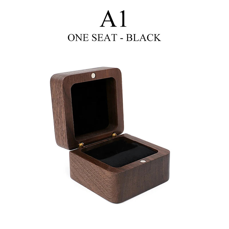 (.) Wood Jewelry Box Wedding Ring Box Earring Rings Organizer Box Gift Package Case