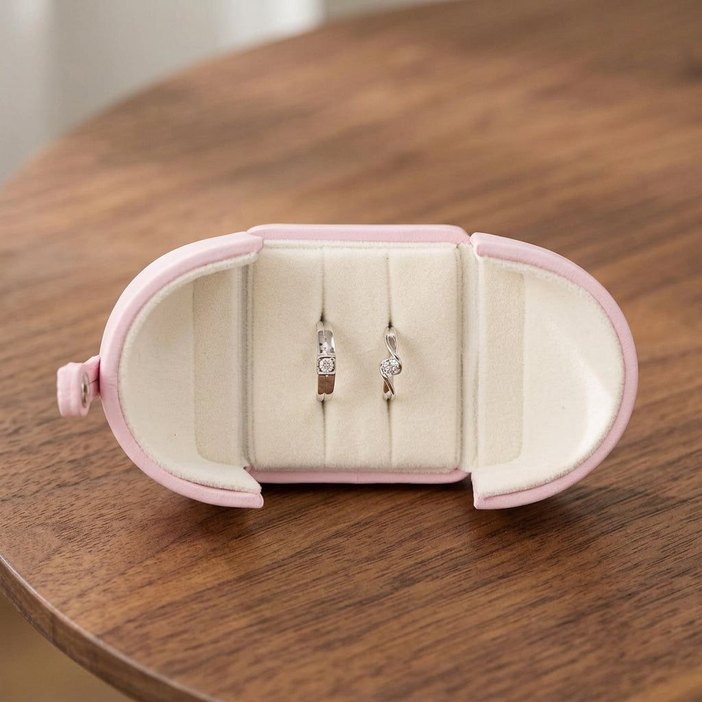 Double Open Button Jewelry Box