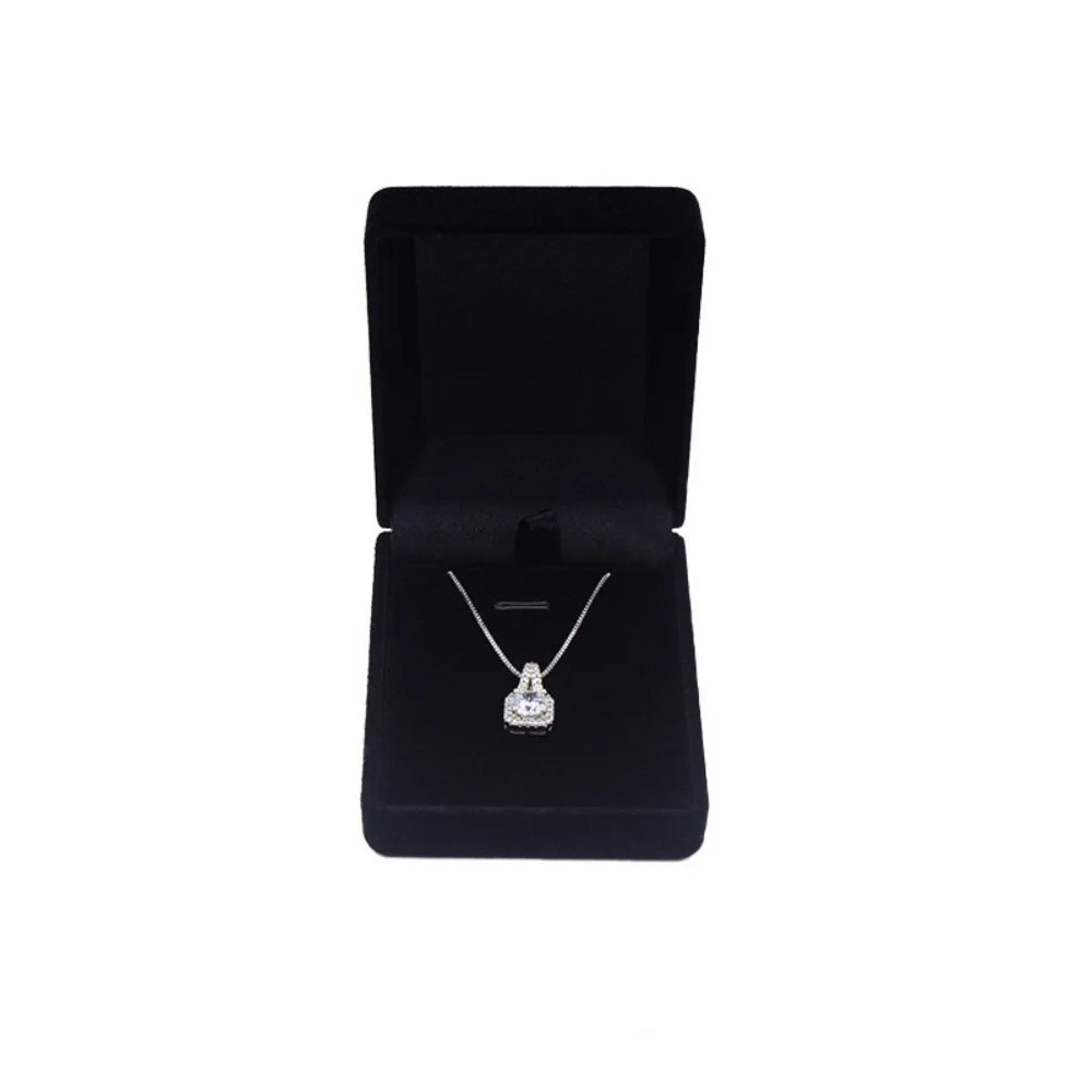 Velvet Necklace Box Plush Necklace Holder Box Square Jewelry Box  Jewellery Packaging Case For Dressing Table Gift Giving