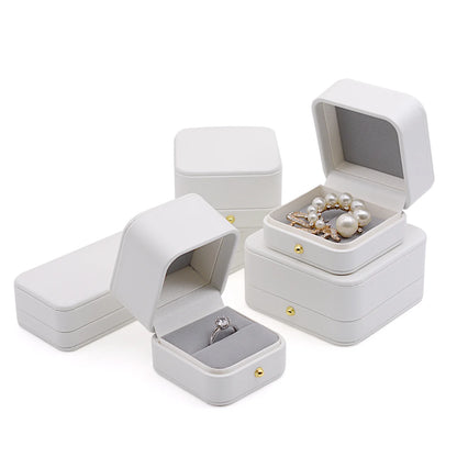 Leather White Jewelry Storage Box