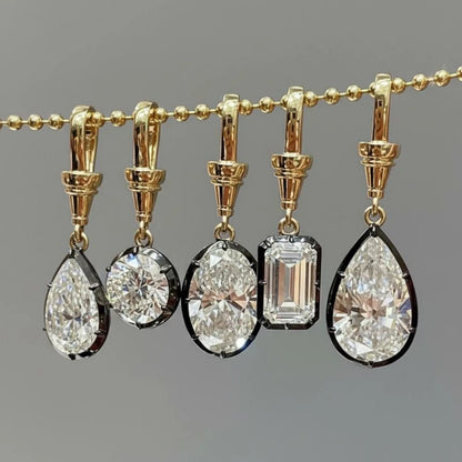 Ins Influencer 316L Fashion Stainless Steel Geometric Pendant Black Gold PVD Plated Emerald/Marquise/Hexagon Zircon Men Necklace