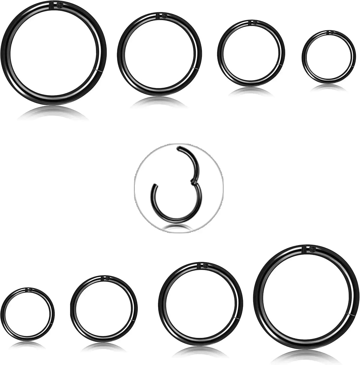 2/6PCS Seamless 316L Stainless Steel Classic Nose Rings for Men and Women Hoop Earrings Septum Helix Tragus Ear Piercing Jewelry