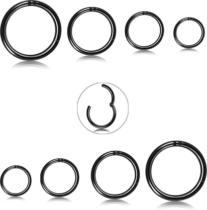 2/6PCS Seamless 316L Stainless Steel Classic Nose Rings for Men and Women Hoop Earrings Septum Helix Tragus Ear Piercing Jewelry