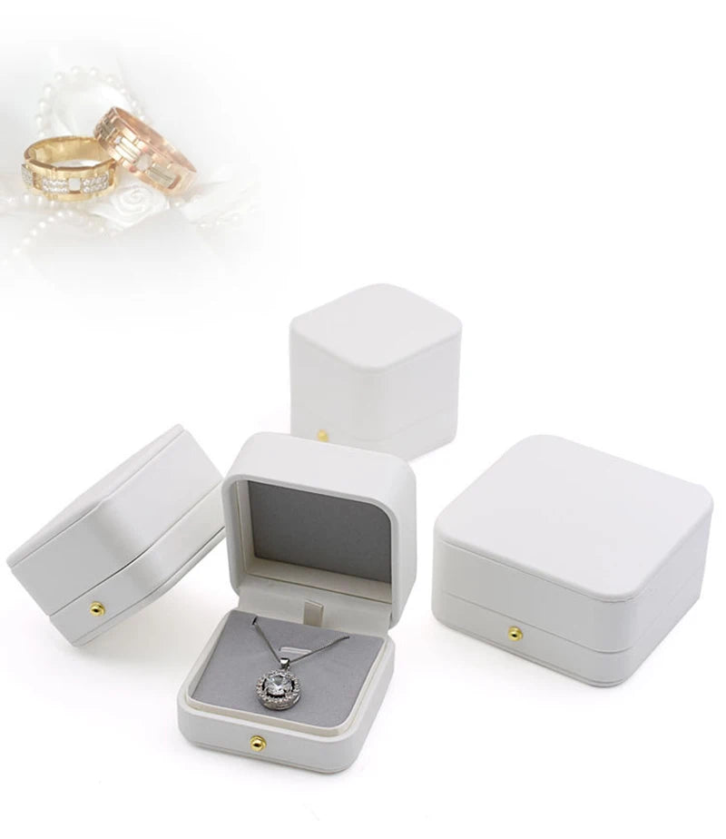 Leather White Jewelry Storage Box