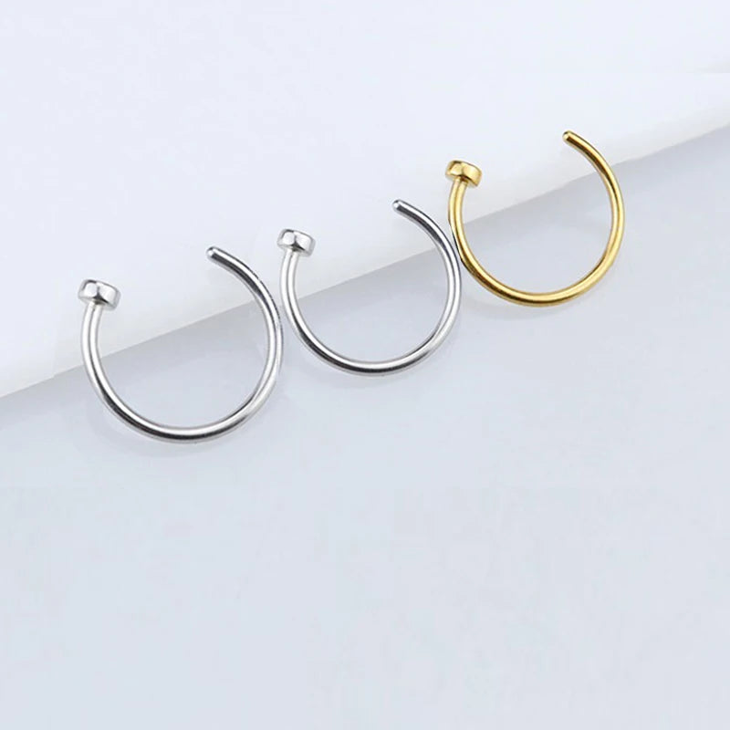 3Pcs 20G Fake Nose Rings for Women Men, 316L Stainless Steel Clip On Nose Ring Non Piercing Nose Piercing Jewelry Faux Nose Stud
