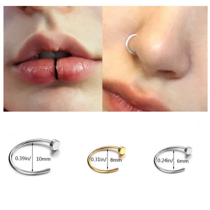 3Pcs 20G Fake Nose Rings for Women Men, 316L Stainless Steel Clip On Nose Ring Non Piercing Nose Piercing Jewelry Faux Nose Stud