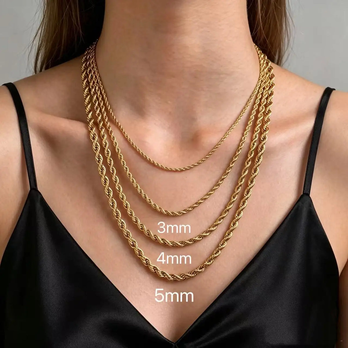 HNSP 316L Stainless Steel Versatile Twist Rope Gold Color Chain Necklace For Women Choker Chain Waterpro Jewelry Accessories