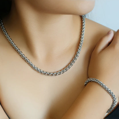 EILIECK 316L Stainless Steel Minimalist Metal Chain Necklace Bracelet Set Statement Jewelry Fashion New Bijoux Gift Waterproof