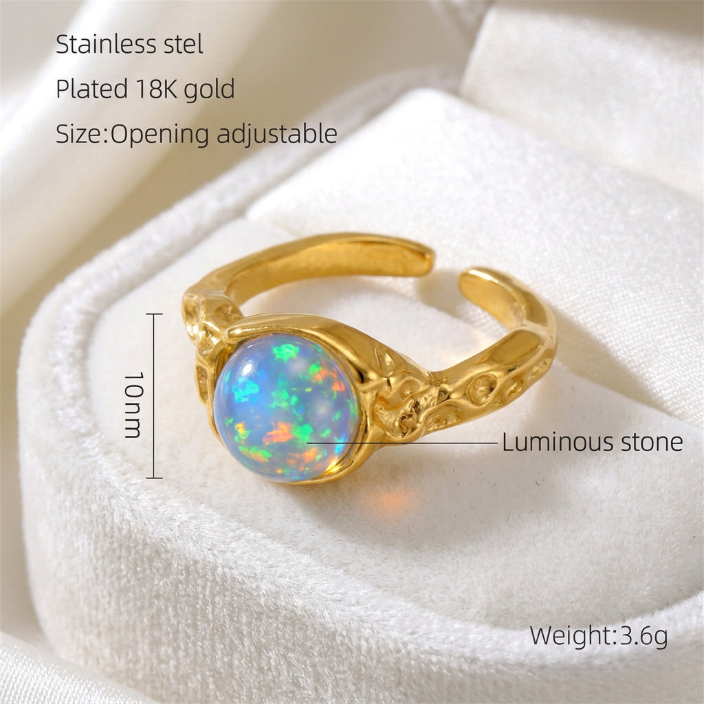 Rings Dainty Irregular Crystal Adjustable