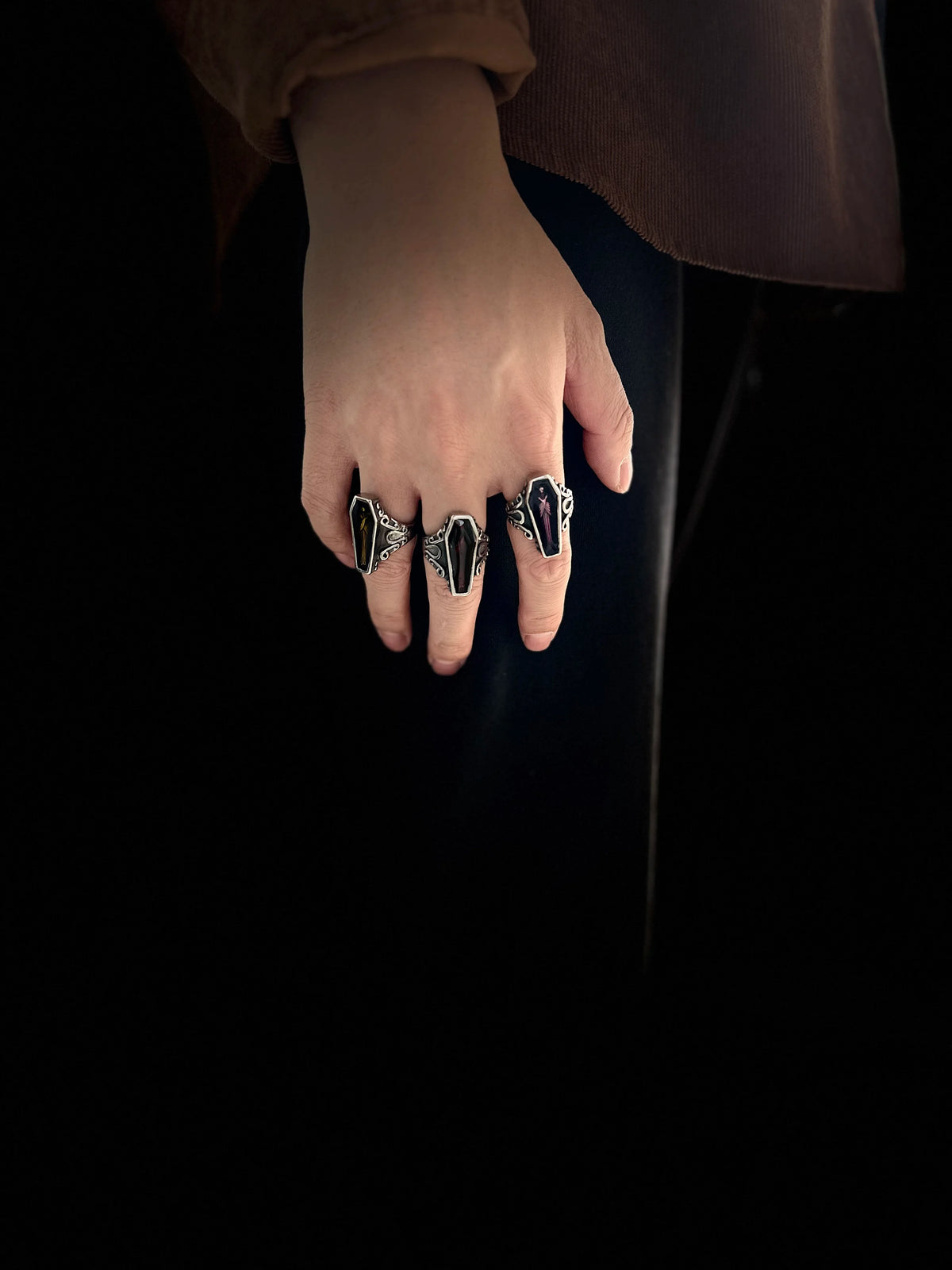 3 Color Coffin Mummy Ring 316L Stainless Steel Jewelry Punk Biker Style Ring Size 7-13 Personal Design